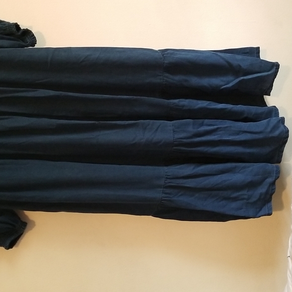 New Old Navy Dress Tencel Chambray Boho Flare Vneck Tiered Swing  Ruched Blouson - Picture 4 of 15